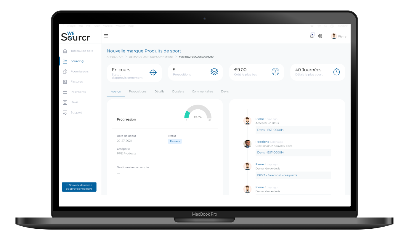Plateforme Wesourcr digital sourcing